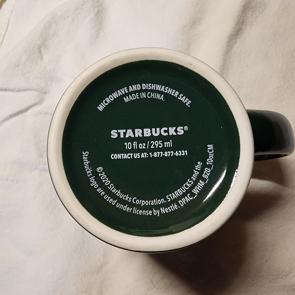 Starbucks Logo Coffee Cup Holiday Green Swirls Tree 10 oz Tea Cup Mug 2020 - Picture 6 of 7